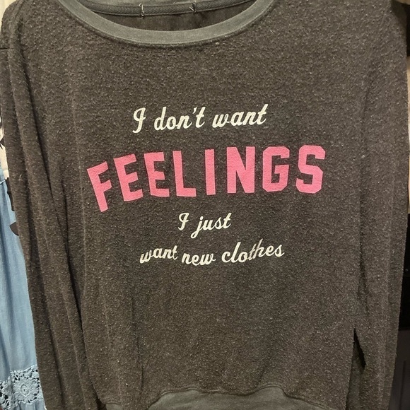 WildFox I Don’t Want Feelings I Just Want New Clothes Baggy Beach Jumper - Picture 2 of 6